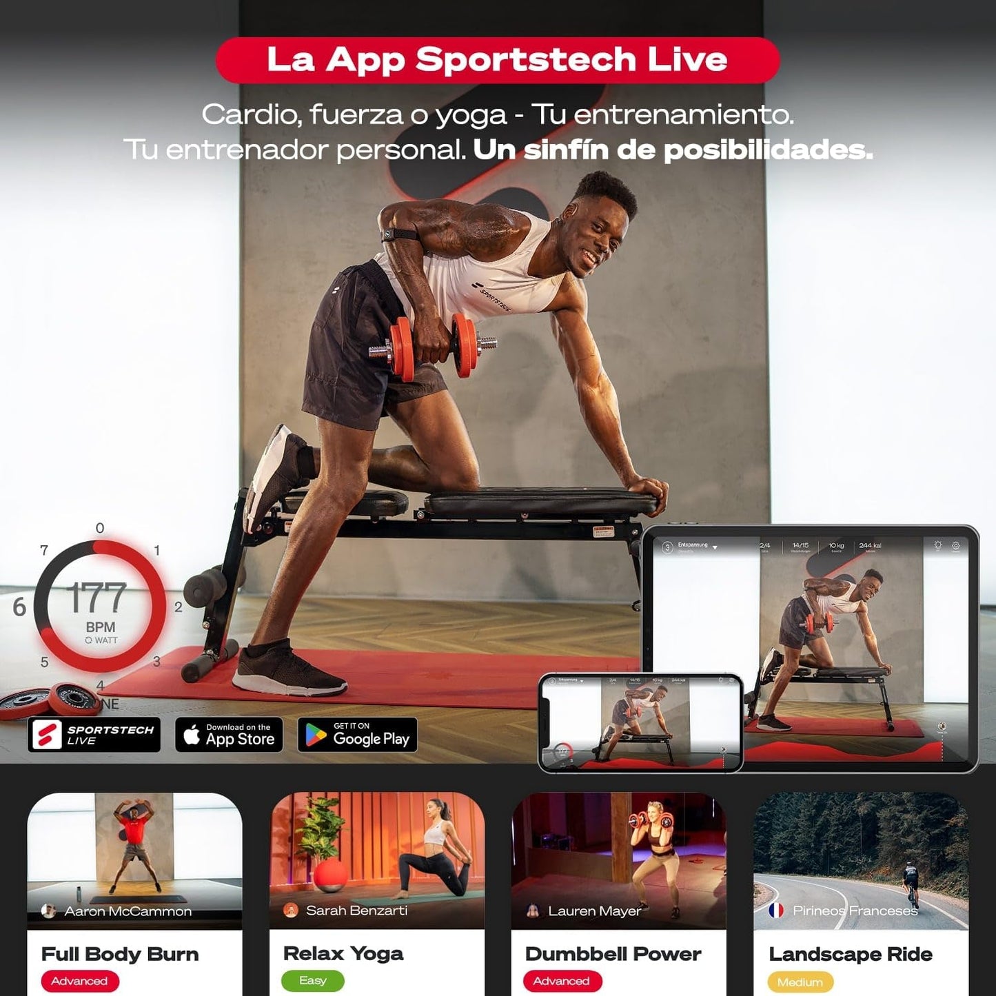 SPORTSTECH BRT200 Entrenador de Espalda y Abdomen 3en1 Patentado propio con innovador diseño antideslizante; Plegable; Multifuncional con acolchado ergonómico; Plegado fácil. (BRT200)