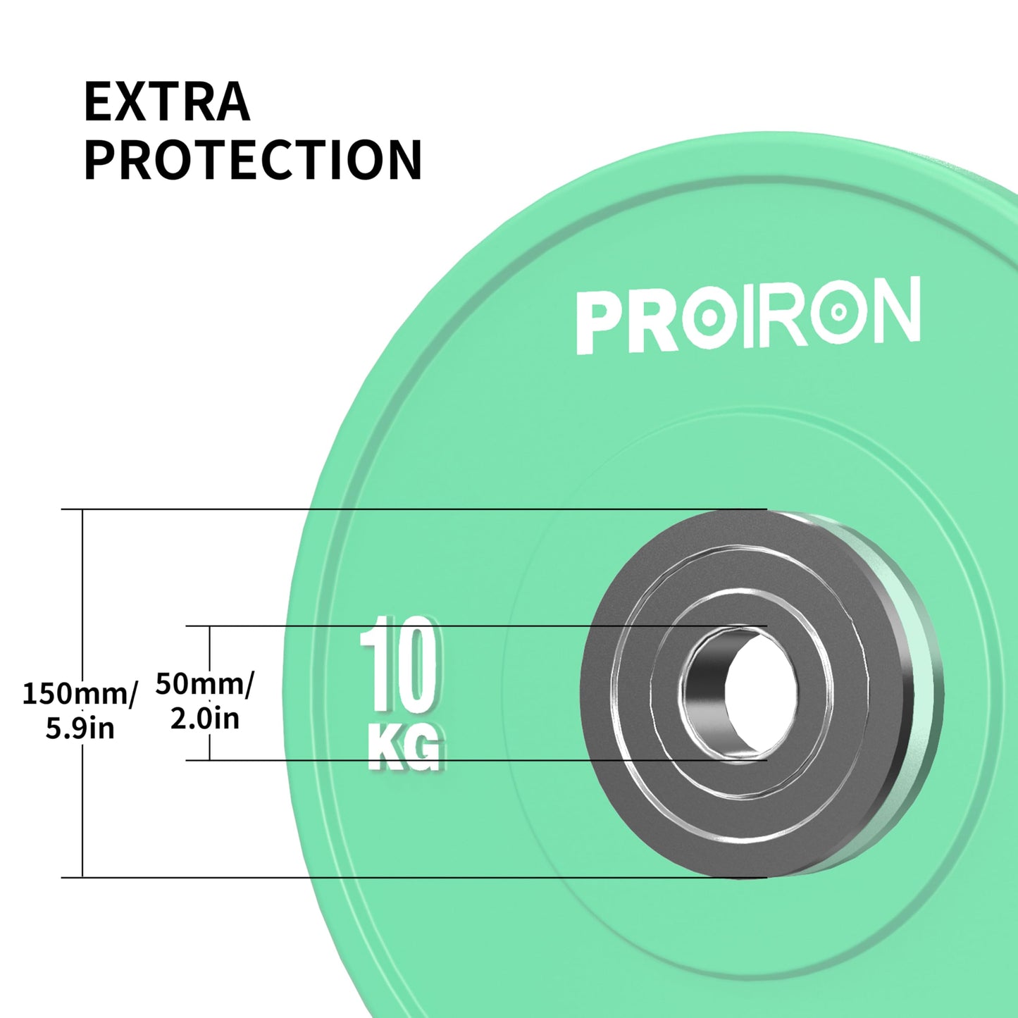 PROIRON Discos de Pesas de Goma, 50mm de Diámetro, Olímpico Discos de 5-25KG, Material de Caucho Endurecido, Resistente a los golpes, Abertura de 51 mm con Anillo Interior de Acero, 10kg*2