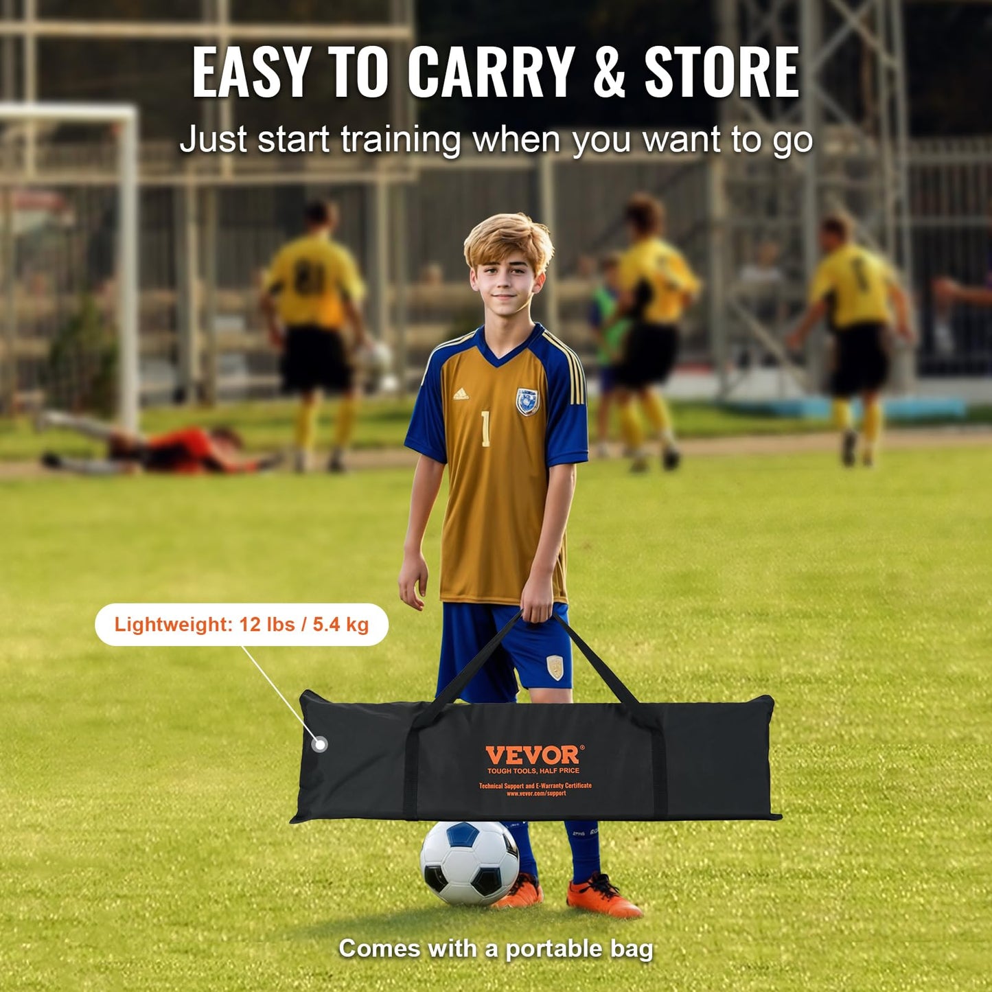 VEVOR Portería de Fútbol Red reboteadora de Fútbol Equipo Deportivo para Entrenamiento en Solitario, Entrenamiento en Equipo, para Niños, Adolescentes y Todas Las Edades (183 x 130 cm)