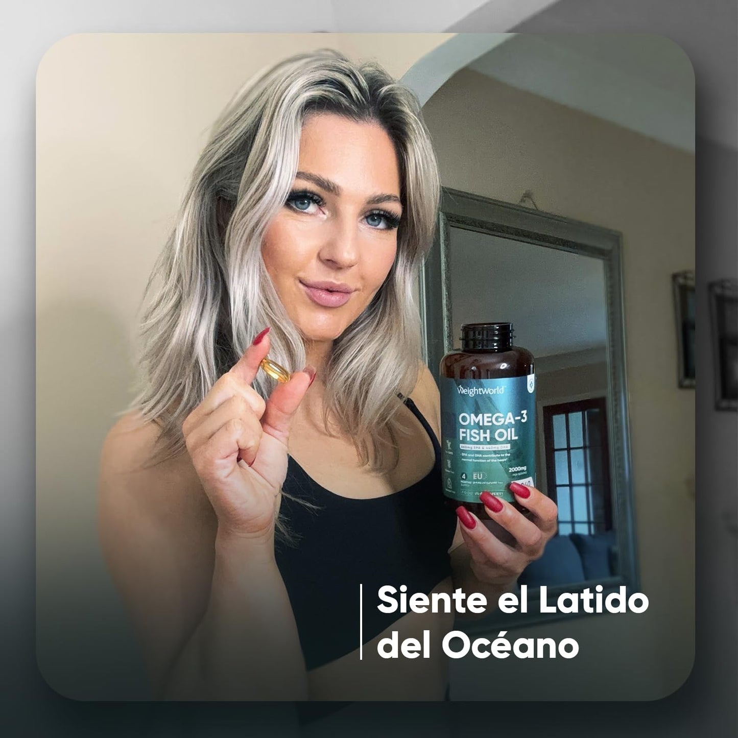 Omega 3 2000mg - 240 Perlas de Aceite de Pescado (660mg EPA + 440mg DHA) - Ácidos Grasos de Omega 3 para 4 Meses, Sin OGM