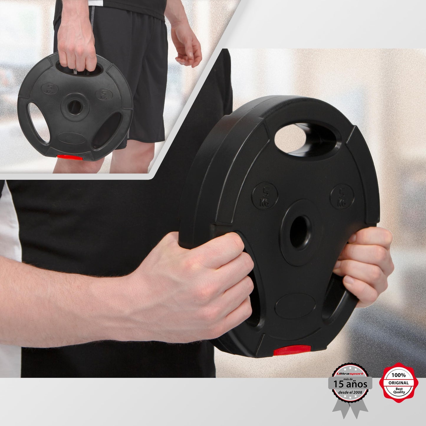 Ultrasport Placas de Peso, Unisex-Adulto, Negro, peso-15 Kg