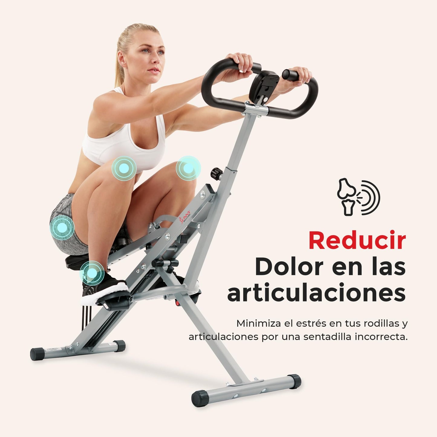 Sunny Health & Fitness Row-N-Ride Entrenador de Asistencia en Sentadillas para Entrenamiento de glúteos y piernas con Resistencia Ajustable - NO. 077S