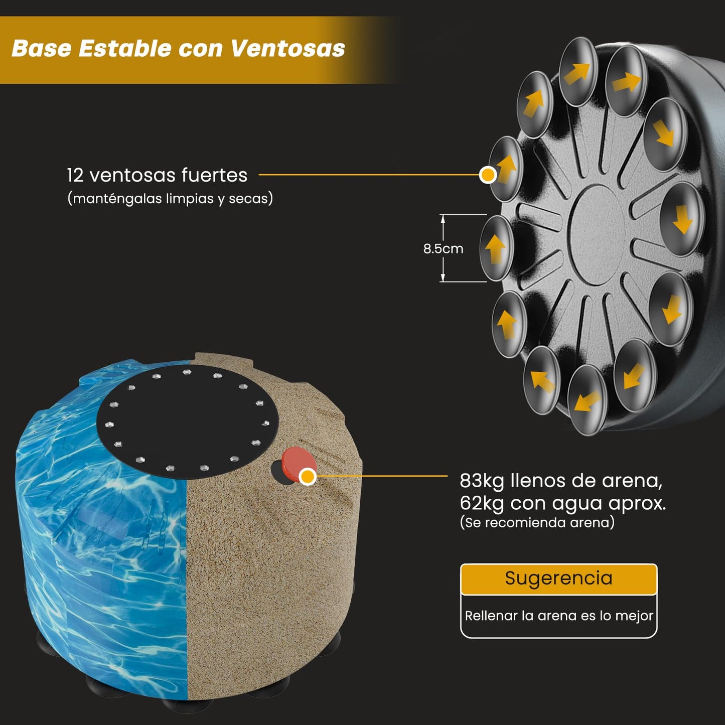 Dripex Saco de Boxeo de Pie para Adultos, Compañero de Boxeo de MMA, Entrenador de Boxeo, Resistente, con Base de Succión, Rellenable de Arena 80kg /Agua 60kg Aprox (con Protector)