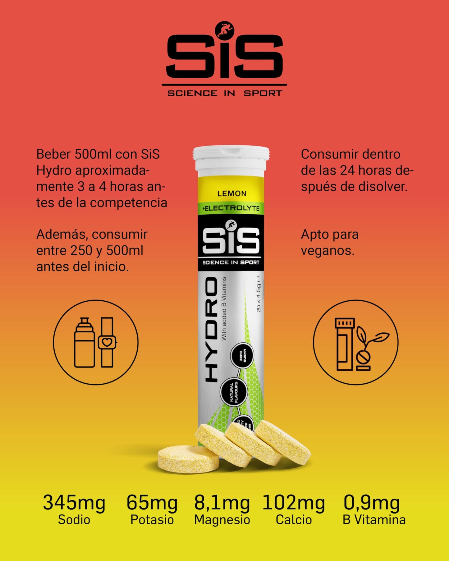 Science in Sport HYDRO comprimidos 3x20 uds. 3 sabores - Comprimidos de electrolitos, Veganos, Comprimidos para promover la hidratación y el equilibrio electrolítico (El embalaje puede variar)