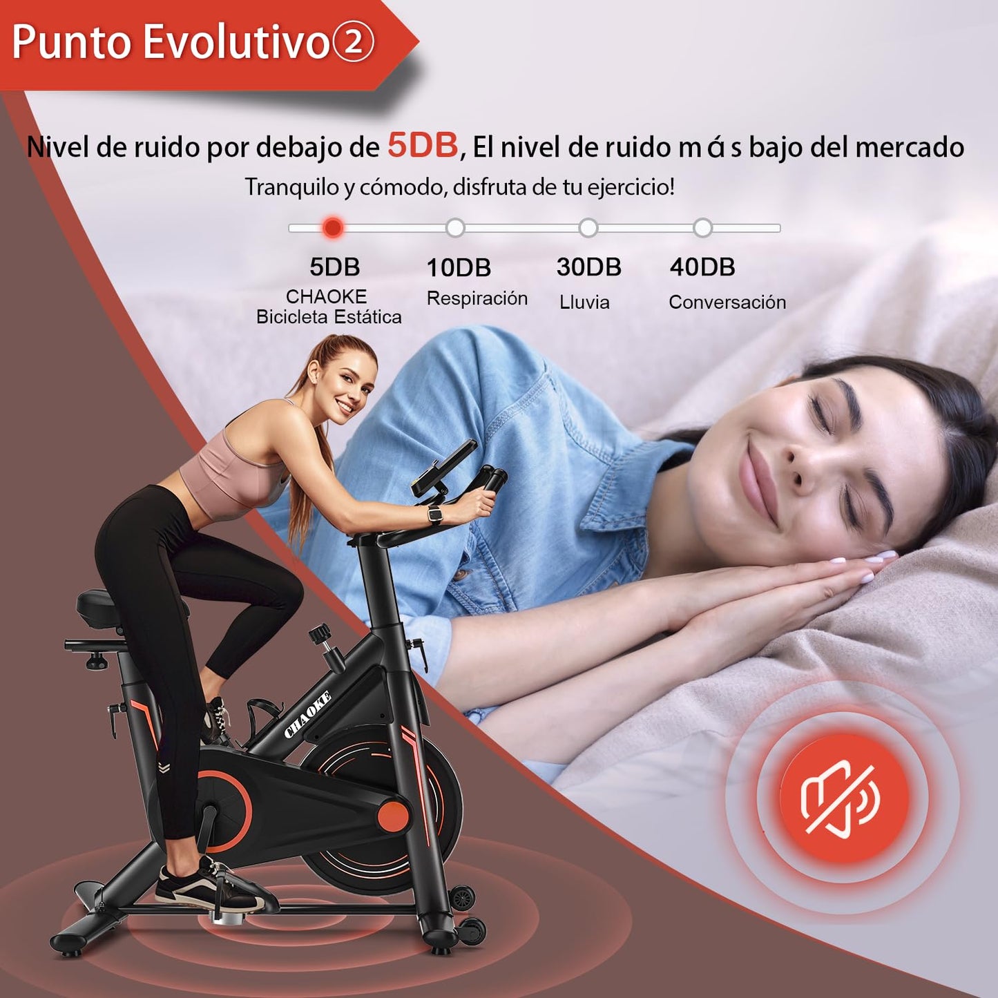 Bicicleta Estática, CHAOKE Indoor para Uso Doméstico (2025) - Bici Estatica Magnética, Ultra Silenciosa, Duradera, Resistencia Ajustable, Asiento Cómodo, APP, Max.160kg