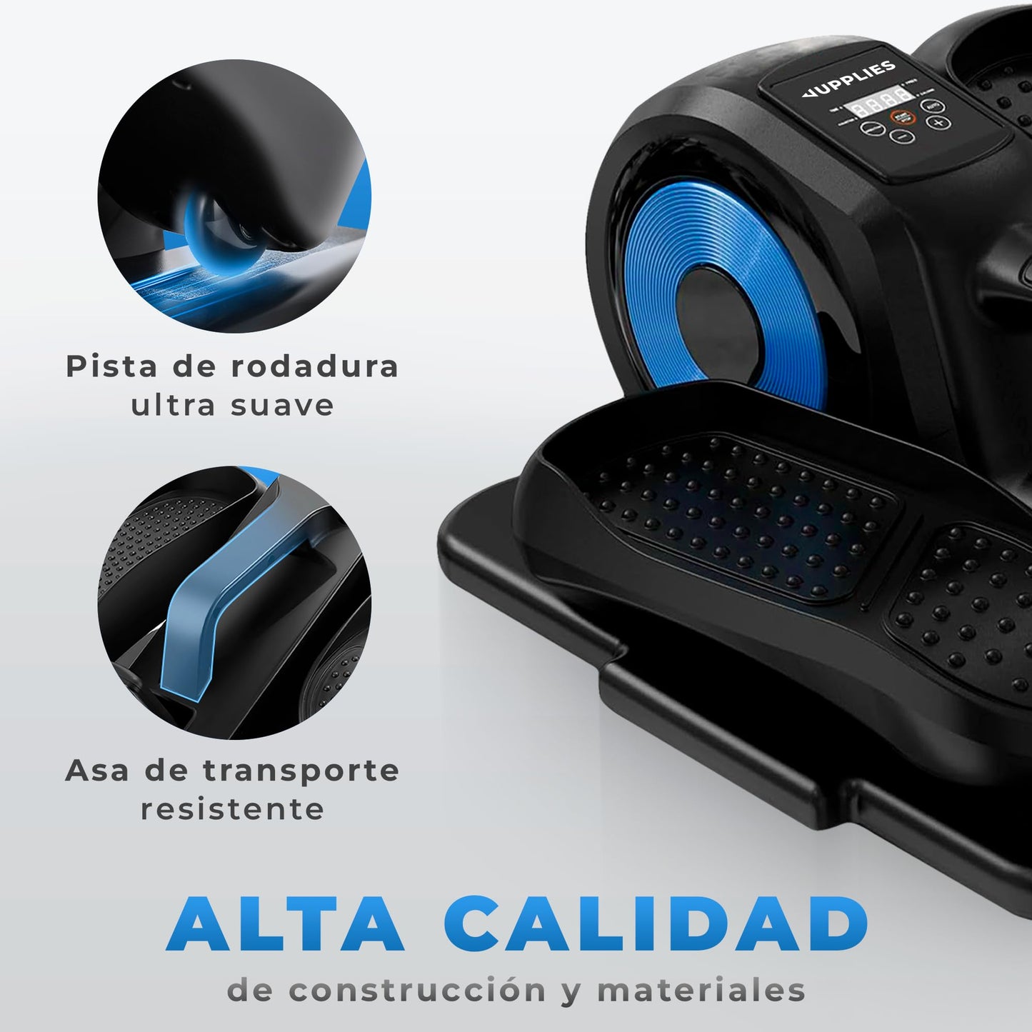 JUPPLIES Mini Eliptica Electrica de Fitness para Casa - Pedaleador Electrico Bajo Escritorio Silenciosa y Portatil con Control Remoto y 2 Bandas de Resistencia- Maquica Eleptica con 12 Velocidades