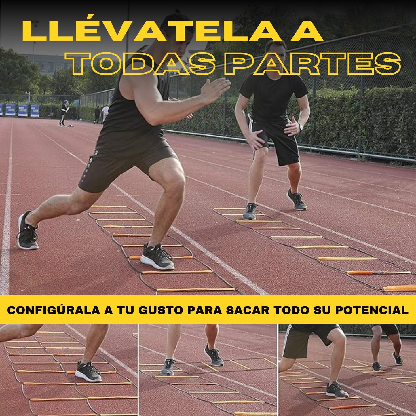 VIKZON Kit Avanzado de Entrenamiento de Fútbol: Escalera de Entrenamiento Plegable y Ajustable + Conos de Entrenamiento + Bolsa para guardarlo.
