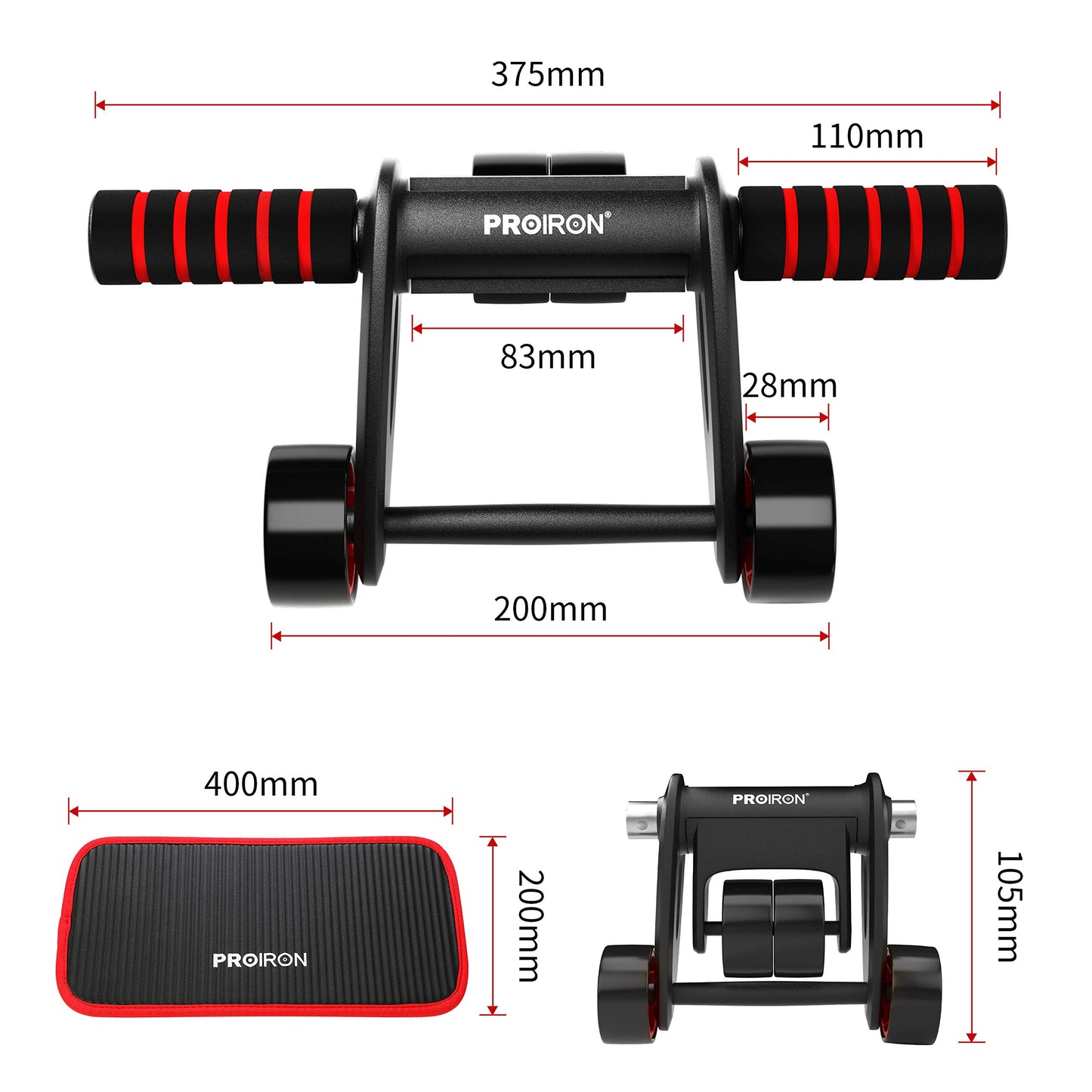 PROIRON Rueda Abdominales - Rueda Abdominales Principiante, Rodillo Abdominales Fitness para Entrenamiento Muscular Fitness Ejercicio en Casa Gimnasio