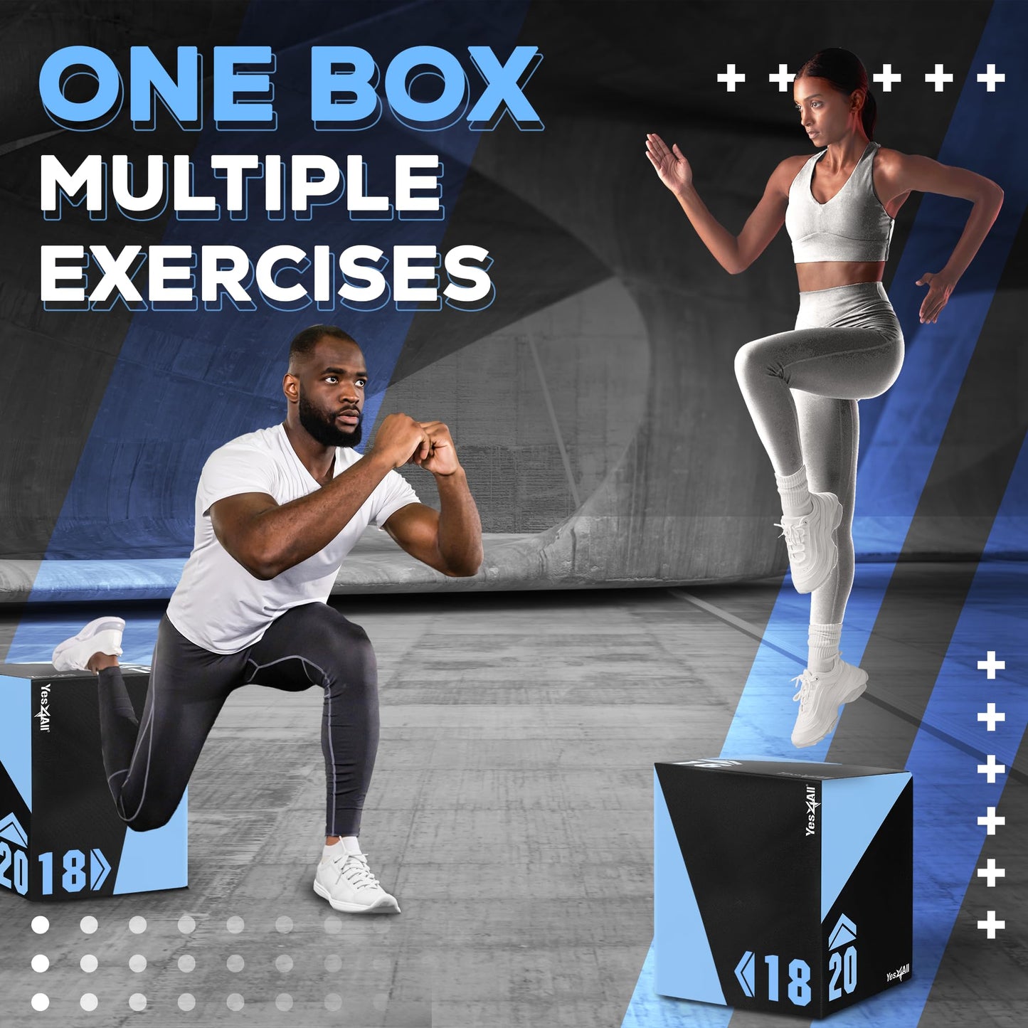 Yes4All 9PRY Caja pliométrica blanda unisex, 50,8 cm x 45,7 cm x 40,6 cm - 12 KG, caja pliométrica para entrenamiento de saltos, azul claro