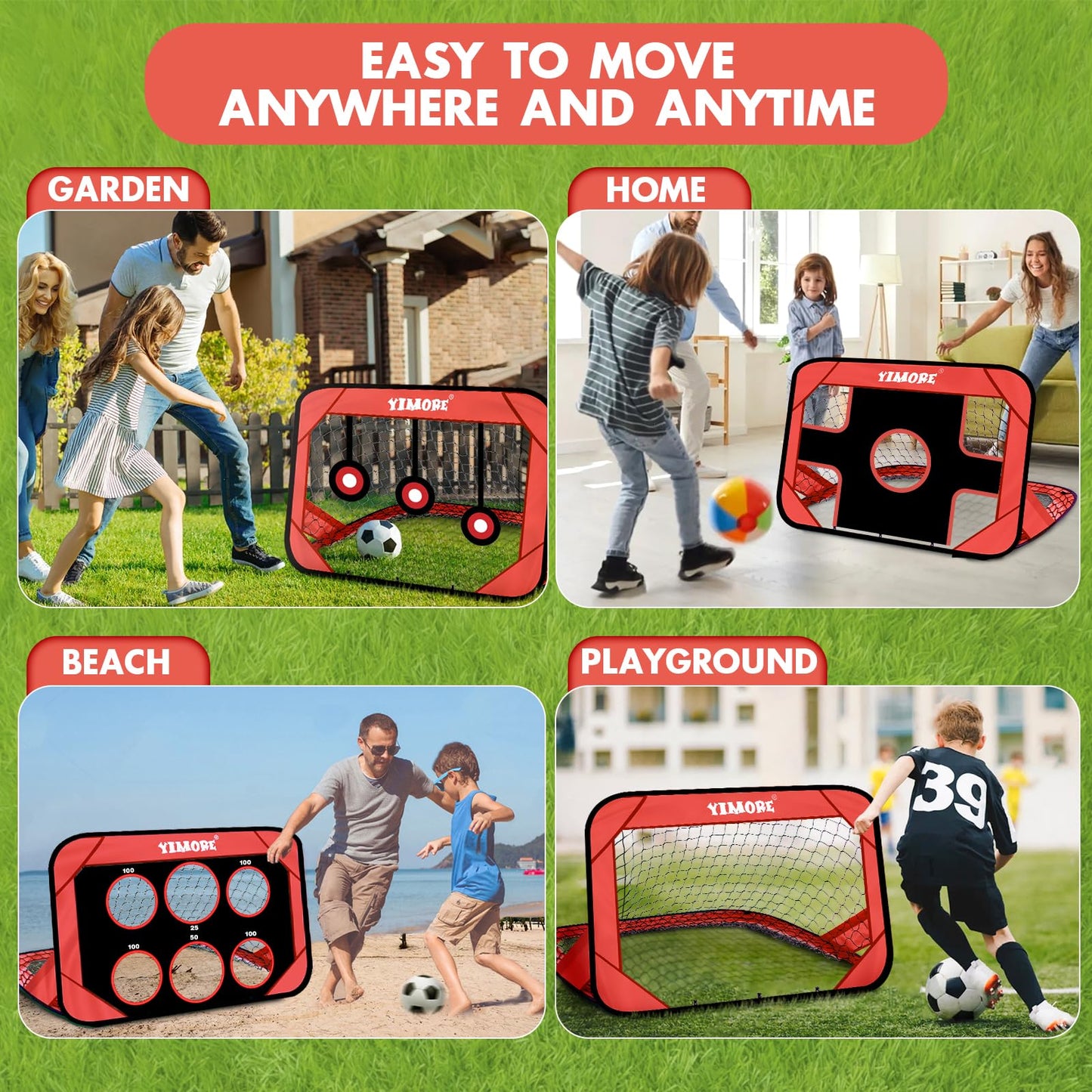 YIMORE Porteria Futbol Niños Plegable, 4 Modos Pop Up Porterias de Futbol para Niños 120 * 80 * 80cm, Porterias de Futbol para Jardin para Juegos Exterior Niños
