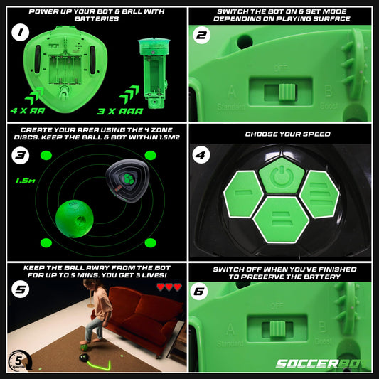 Smart Ball- Soccer BOT Entrenador de fútbol Interior, Color Negro, Talla única (Golden Bear Toys 1001CB)