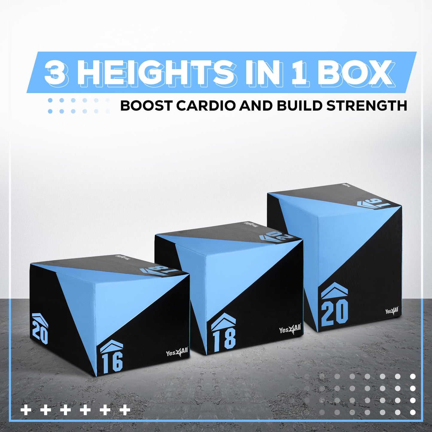 Yes4All 9PRY Caja pliométrica blanda unisex, 50,8 cm x 45,7 cm x 40,6 cm - 12 KG, caja pliométrica para entrenamiento de saltos, azul claro