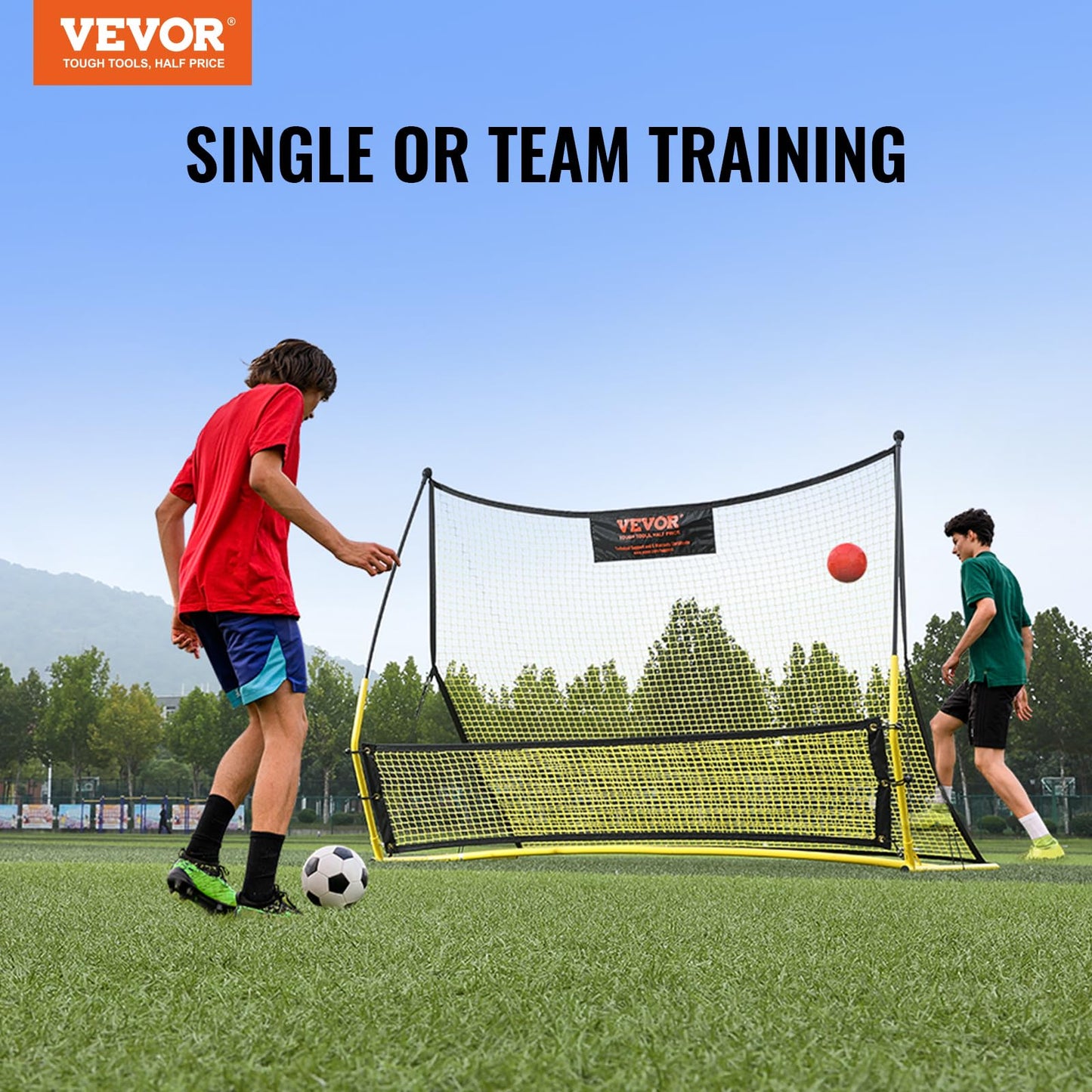 VEVOR Portería de Fútbol Red reboteadora de Fútbol Equipo Deportivo para Entrenamiento en Solitario, Entrenamiento en Equipo, para Niños, Adolescentes y Todas Las Edades (183 x 130 cm)