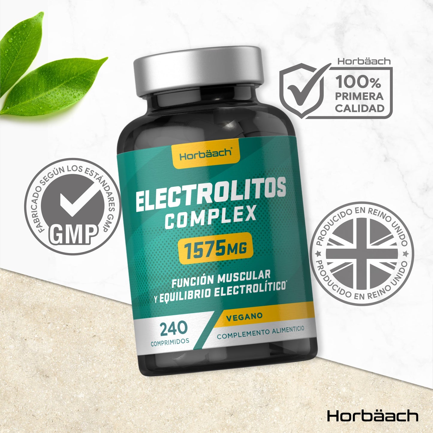 Electrolitos Keto Sin Azúcar 1575mg | 240 Comprimidos Veganos | con Calcio, Potasio, Magnesio y Sodio que aportan sales minerales | de Horbaach