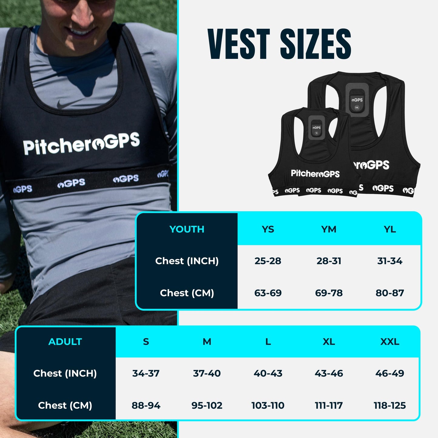 Pitchero Paquete de rastreador de jugador de fútbol GPS, mediano, chaleco deportivo GPS con suscripción de 12 meses, equipo de entrenamiento de fútbol para seguimiento de rendimiento y fitness