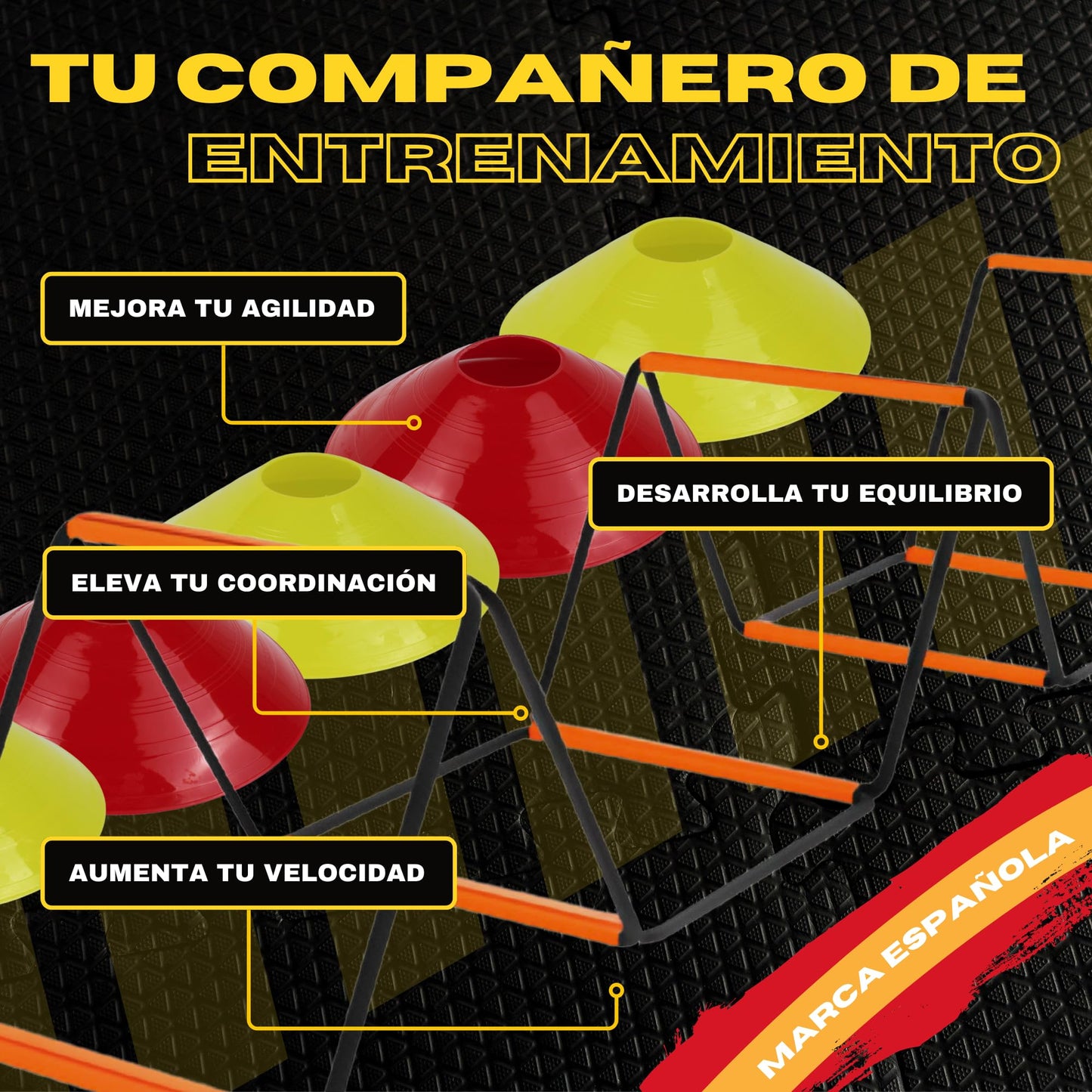VIKZON Kit Avanzado de Entrenamiento de Fútbol: Escalera de Entrenamiento Plegable y Ajustable + Conos de Entrenamiento + Bolsa para guardarlo.