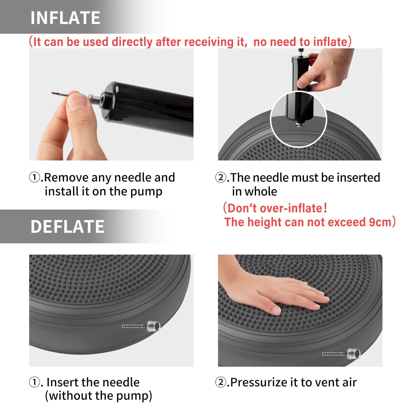 PROIRON Cojín de Equilibrio y Yoga Antideslizante de 33cm con Bombín de Aire, Propioceptivo e Hinchable, Soporte Lumbar, Core Balance Disc Trainer para Fitness, Pilates (Negro)