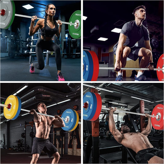 PROIRON Discos de Pesas de Goma, 50mm de Diámetro, Olímpico Discos de 5-25KG, Material de Caucho Endurecido, Resistente a los golpes, Abertura de 51 mm con Anillo Interior de Acero, 10kg*2