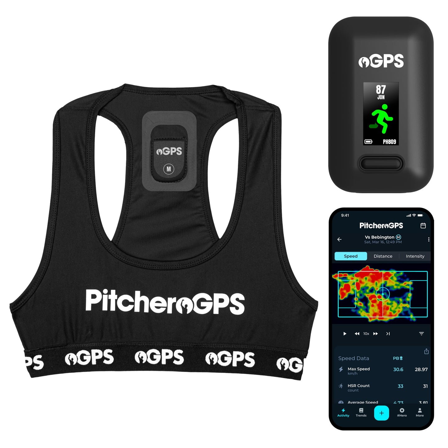 Pitchero Paquete de rastreador de jugador de fútbol GPS, mediano, chaleco deportivo GPS con suscripción de 12 meses, equipo de entrenamiento de fútbol para seguimiento de rendimiento y fitness