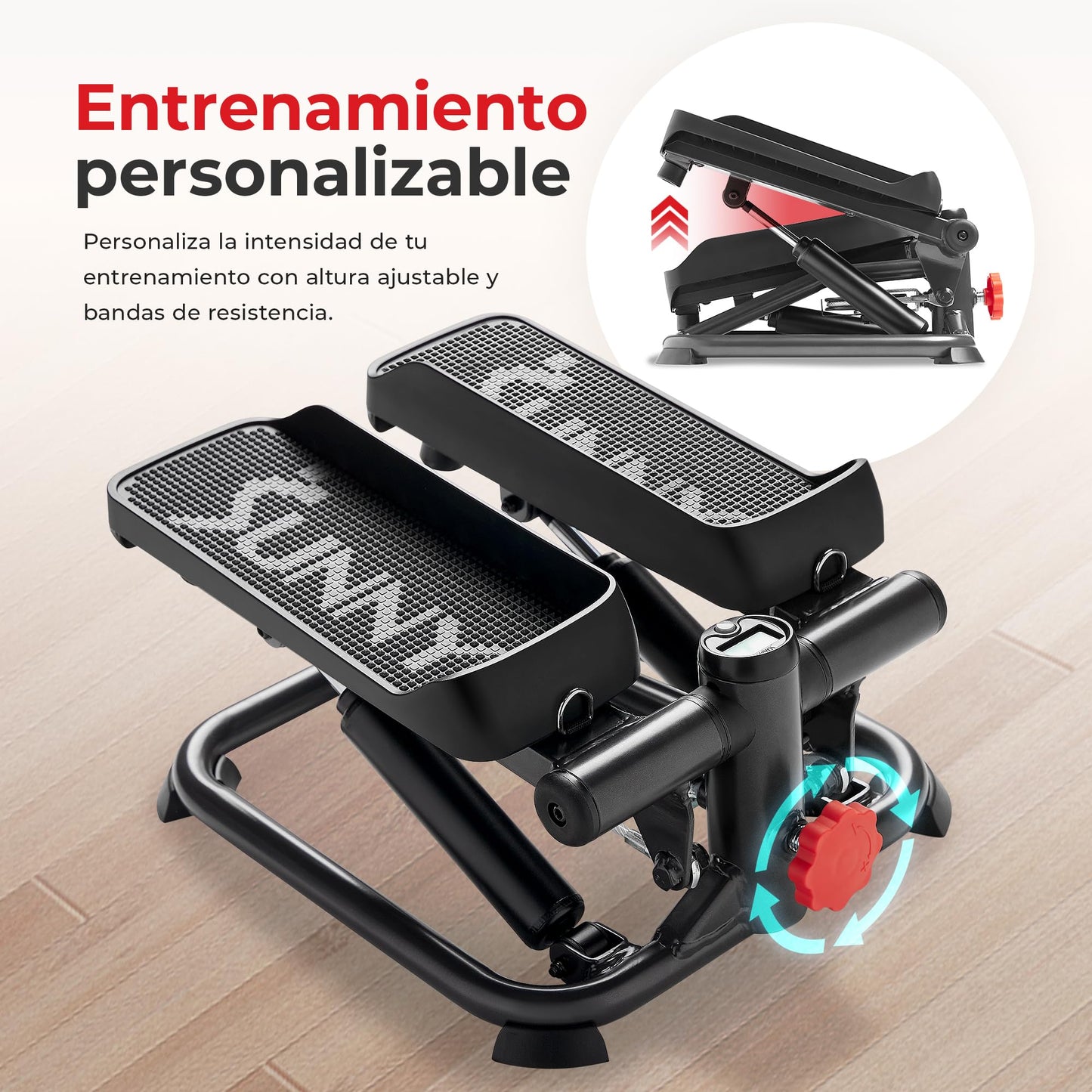 Sunny Health & Fitness - Stepper Inteligente para el hogar, de bajo Impacto y con Bandas de Resistencia - SF-S0978SMART