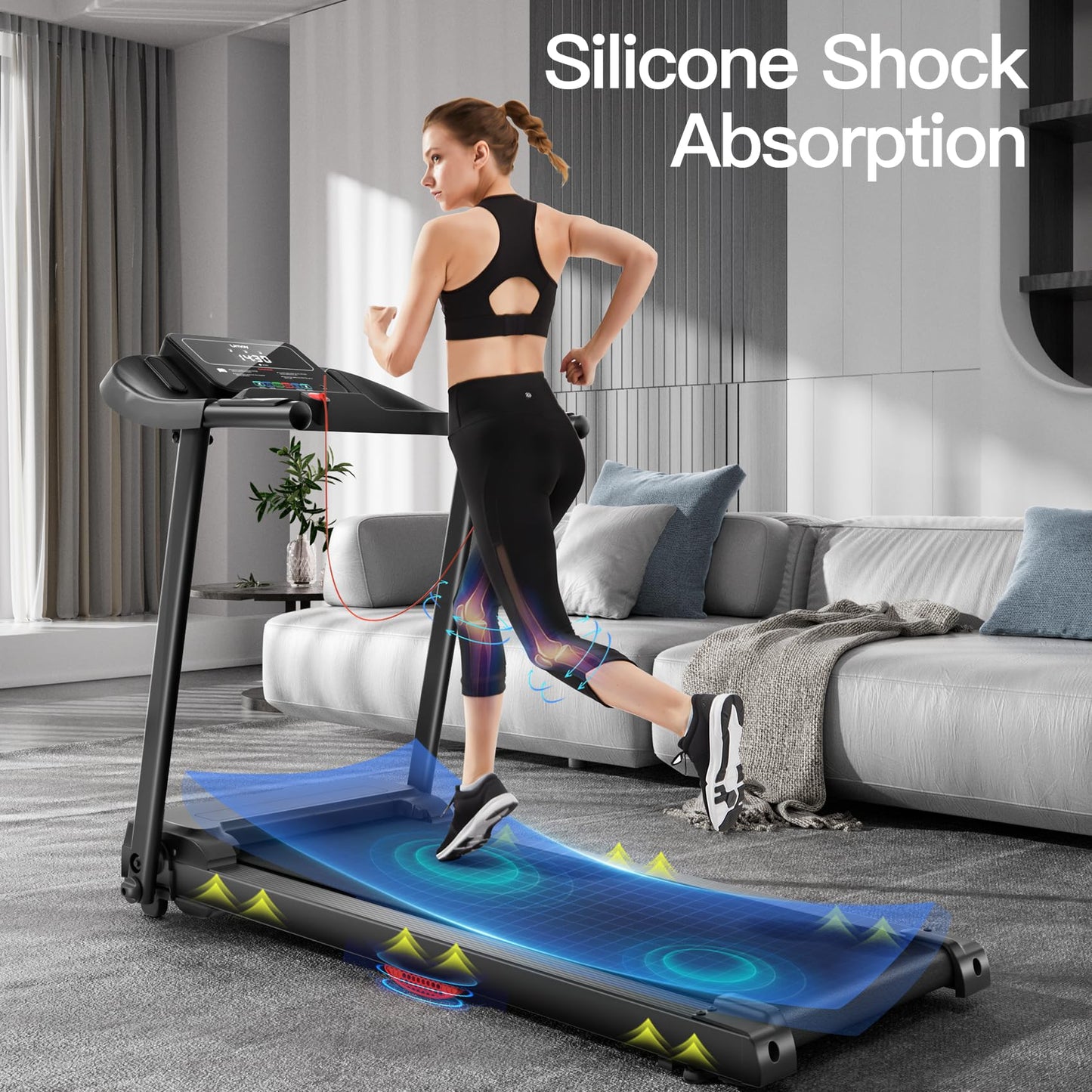 CURSOR Fitness Cinta de Correr para Casa Plegable 14km/h, Cintas de Correr con Pulsómetro y Motor Silencioso Mejorado, Treadmill para Casa con 12 Programas de Entrenamiento, Carga Máxima 136KG