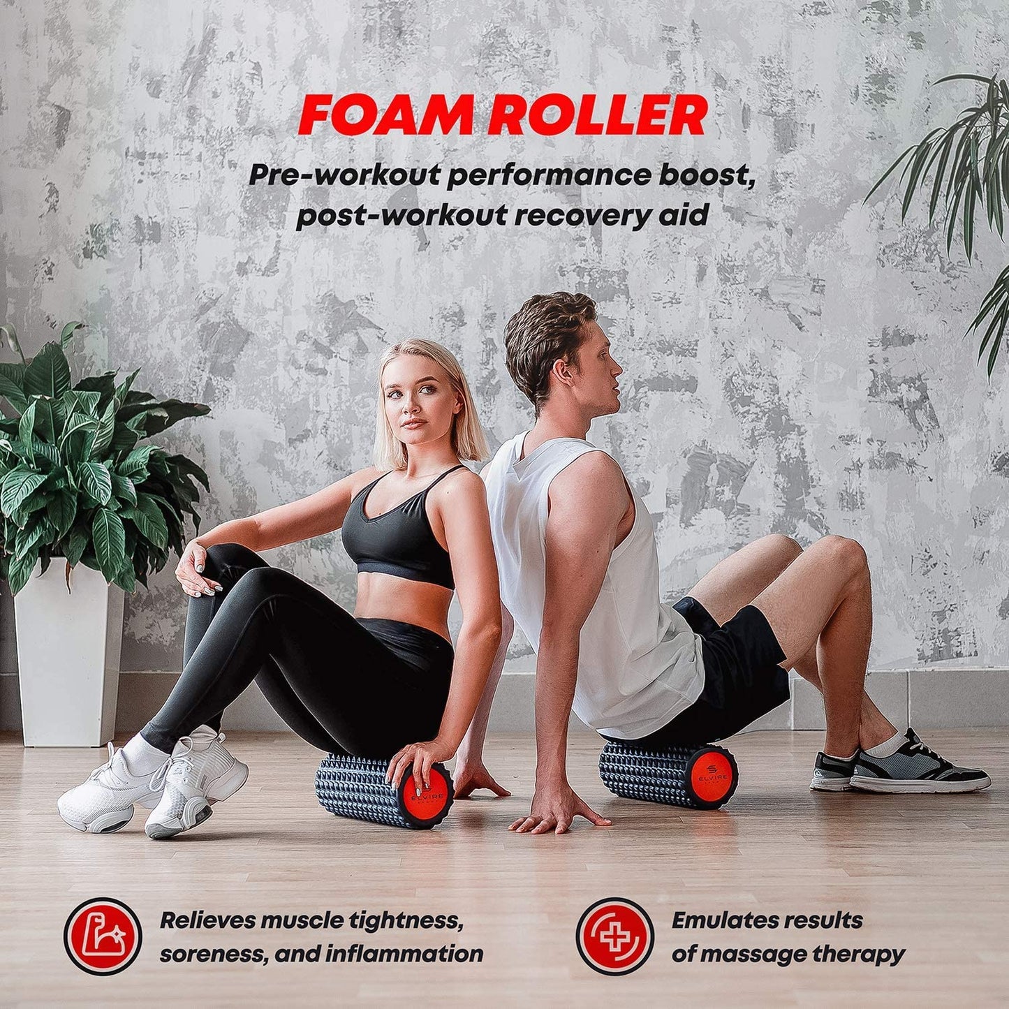 ELVIRE SPORT Rodillo de Masaje Muscular | Espuma Suave, Bola de Masaje para Pies | Alivia el Dolor de Espalda, Piernas y Fascitis Plantar | Yoga, Pilates