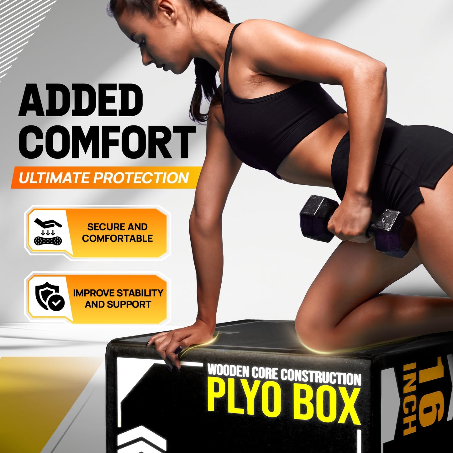 Yes4All UYSN - Caja pliométrica Suave con núcleo de Madera, 20 x 18 x 16 Pulgadas, Hecha de Espuma Suave, Crossfit, MMA, Entrenamiento pliométrico, Caja de Salto 3 en 1 con núcleo de Madera, versión