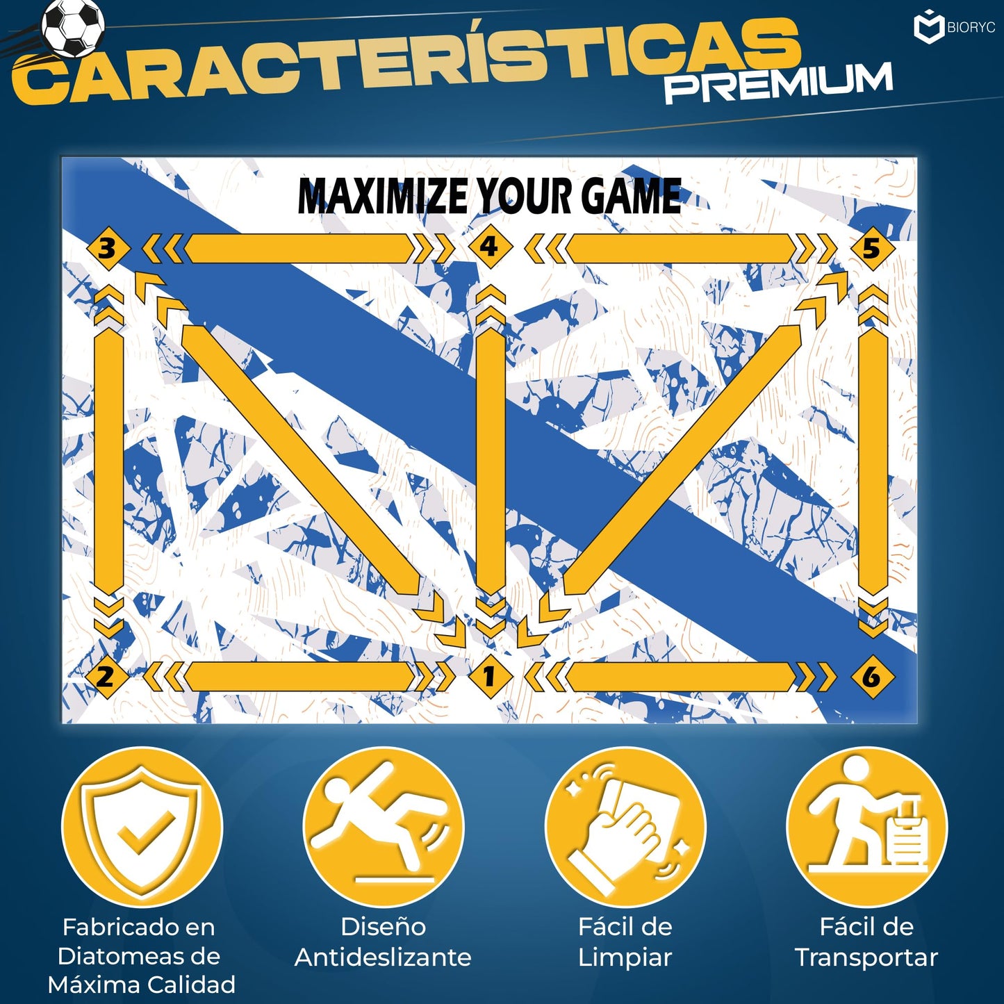 Alfombrilla de entrenamiento de fútbol (BLANCO, 60x90)