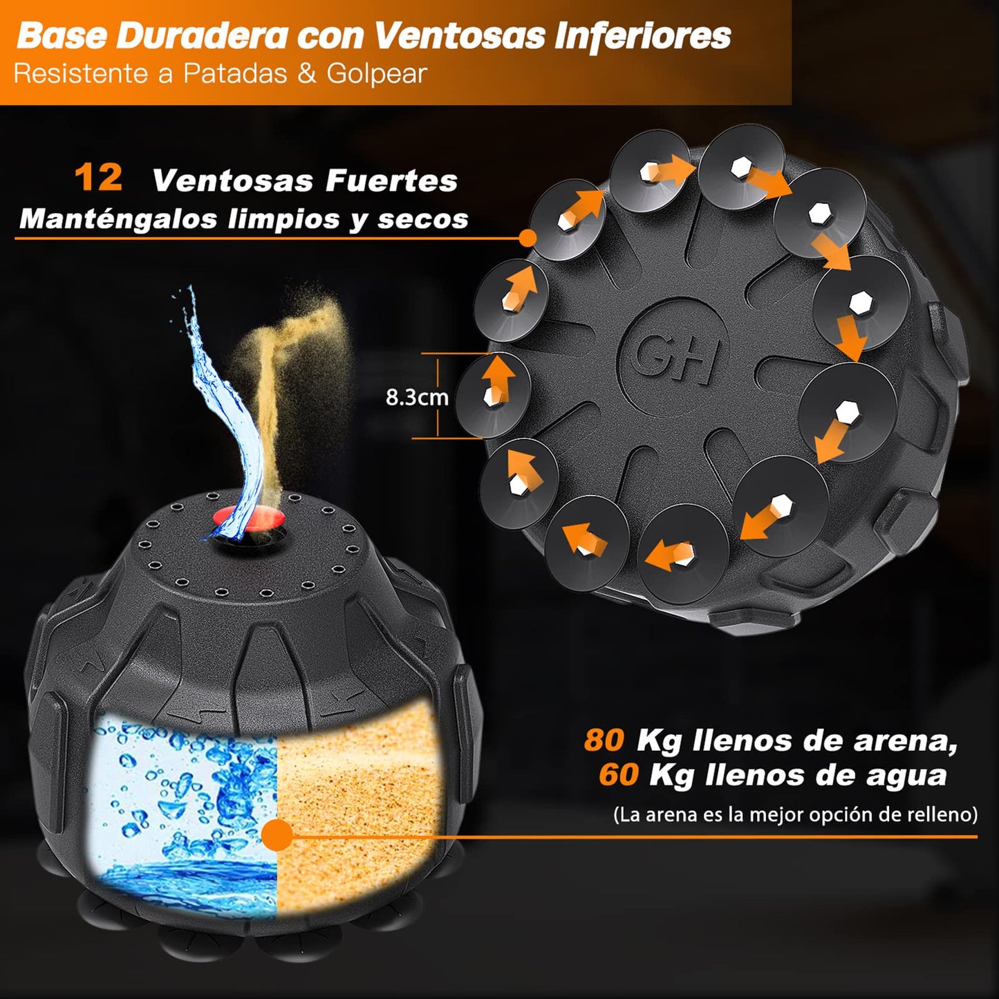 Dripex Saco de Boxeo de Pie para Adultos, 178cm Saco de Arena para Adultos MMA Karate Fitness Kickboxing, Resortes Amortiguador, Rellenable de Arena 80kg /Agua 60kg (12 Ventosas)