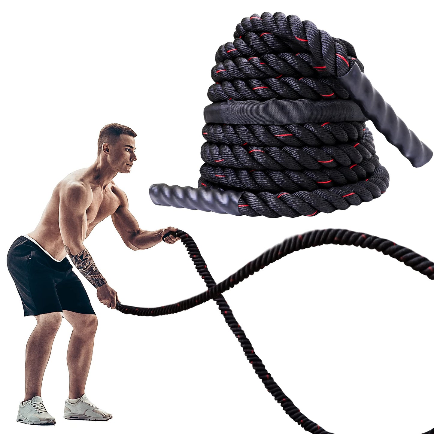 PROIRON Cuerdas de Batalla 9M/12M, Cuerda de Batalla para Gimnasio de Entrenamiento físico, Cuerdas de Ejercicio Pesado de 38mm, Cuerda de ondulación para Entrenamiento de Fuerza