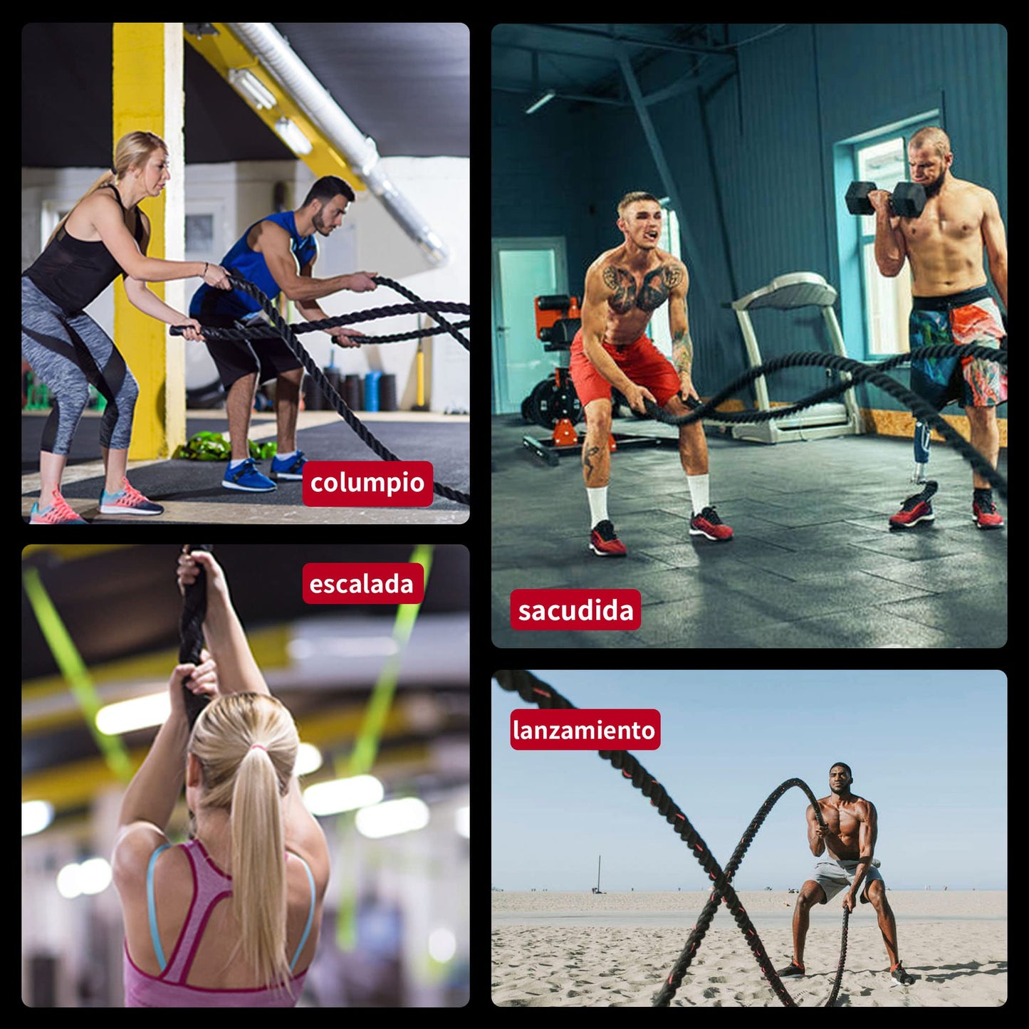 PROIRON Cuerdas de Batalla 9M/12M, Cuerda de Batalla para Gimnasio de Entrenamiento físico, Cuerdas de Ejercicio Pesado de 38mm, Cuerda de ondulación para Entrenamiento de Fuerza