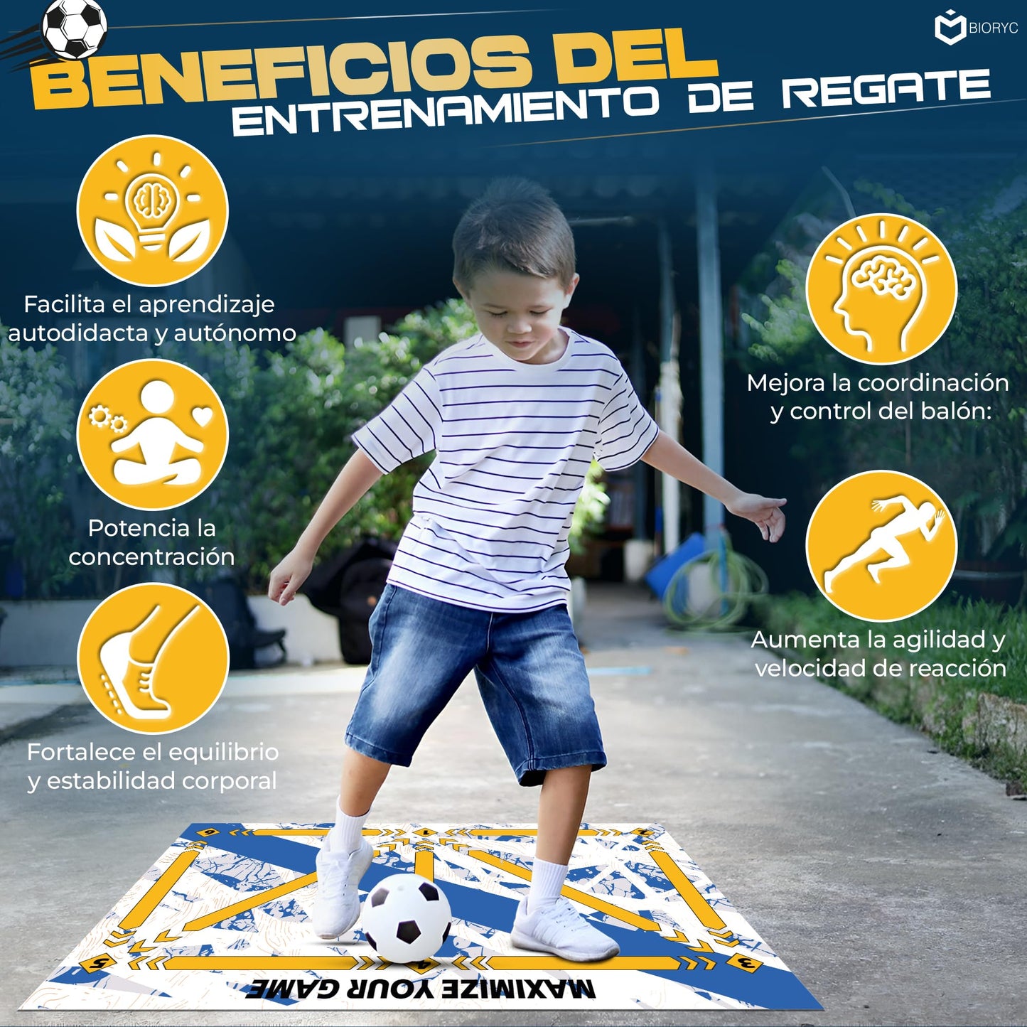 Alfombrilla de entrenamiento de fútbol (BLANCO, 60x90)