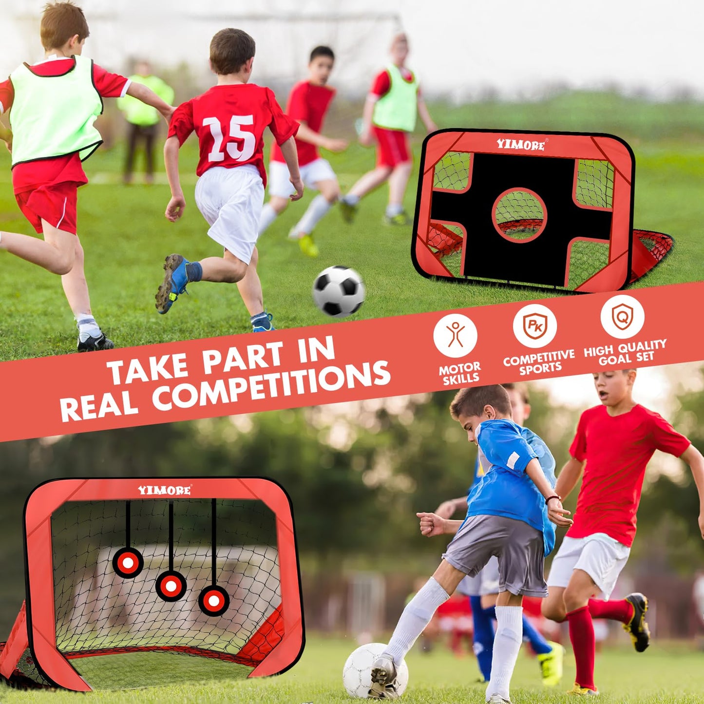 YIMORE Porteria Futbol Niños Plegable, 4 Modos Pop Up Porterias de Futbol para Niños 120 * 80 * 80cm, Porterias de Futbol para Jardin para Juegos Exterior Niños