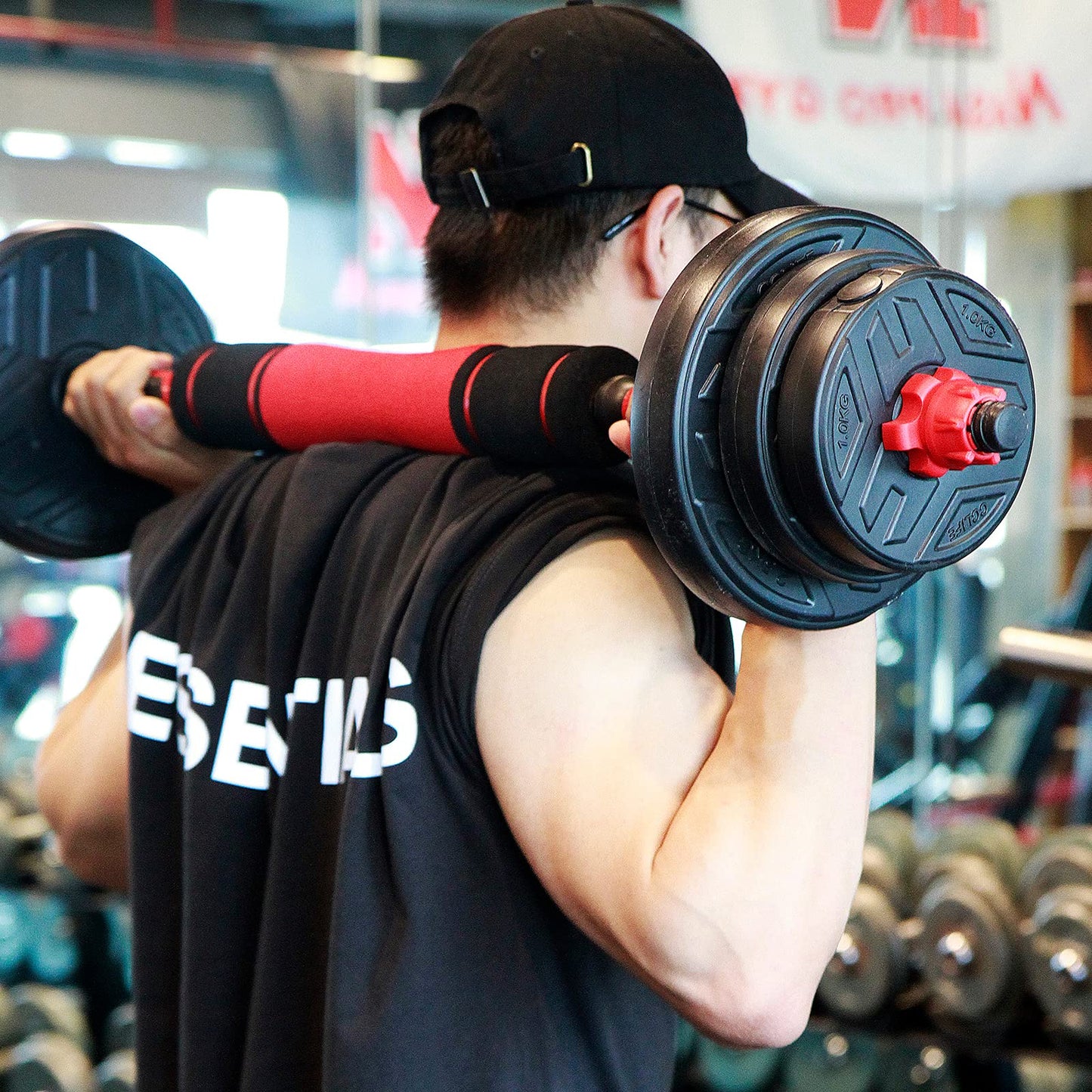 ZERRO Juego de pesas ajustable 2 en 1, 2 unidades, con barras para mancuernas y pesas, profesional, con tubo de unión de acero, pesos 20, 30 y 40 kg