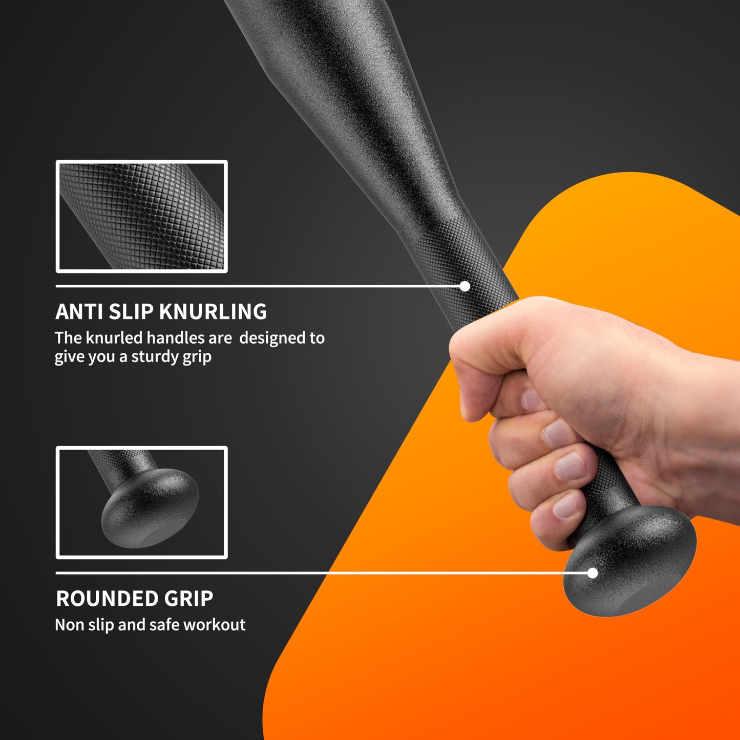 PROIRON Mace Bell de Acero, Mace Bell para Entrenamiento de Fuerza, Entrenamiento de Hombros, empuñaduras y antebrazos, paramusculación Hombros Brazos y Manos, Ejercicios pendulares, Swing 5LB/2.26KG