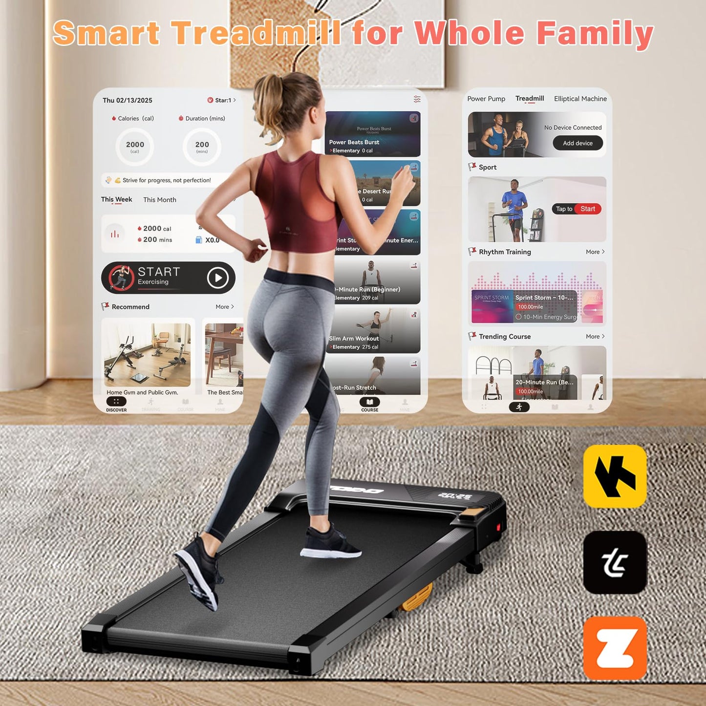 TODO Cinta de Correr Eléctrica con Inclinación, Walking Pad 1-6km/h con Control Remoto y App, para Hogar y Oficina, 2.5HP, Capacidad 120 kg