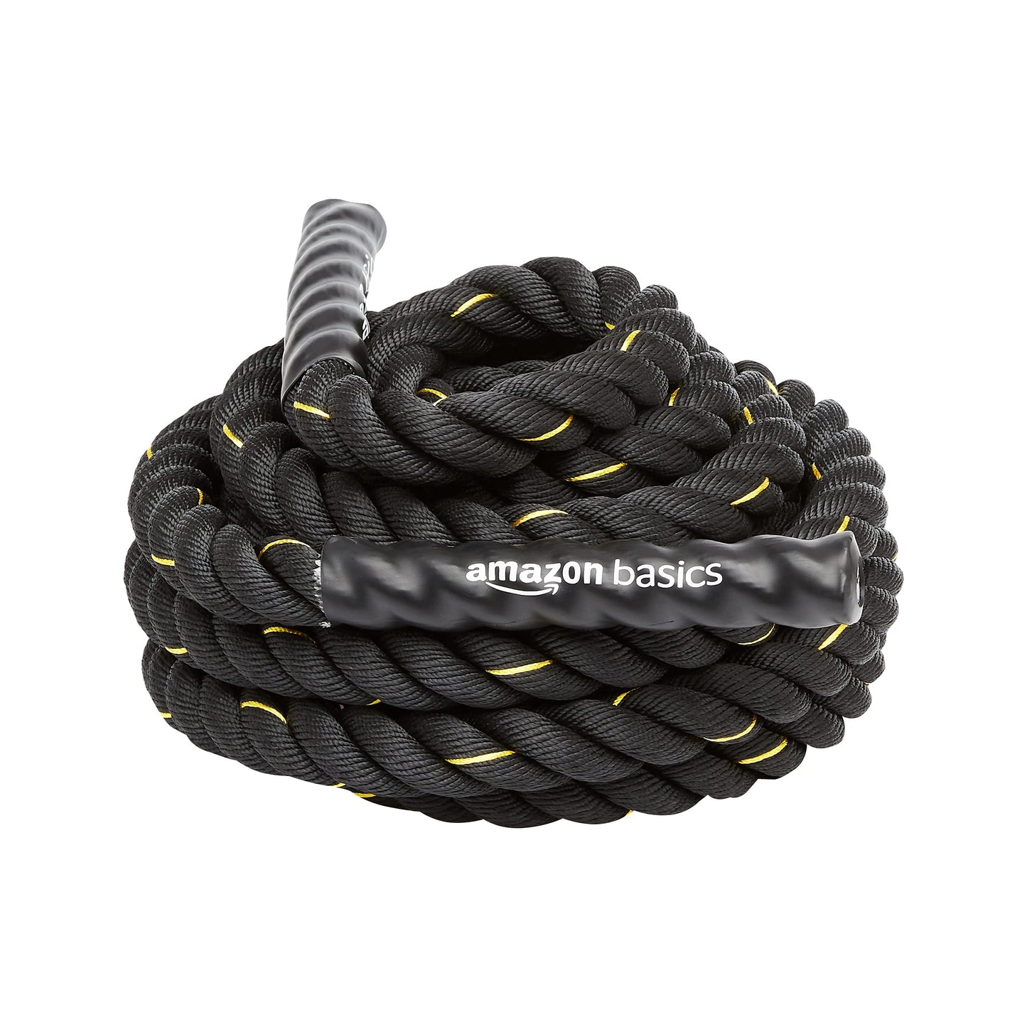Amazon Basics Cuerda de batalla para entrenamiento pesado, de 3,8 cm x 9 m, Negro