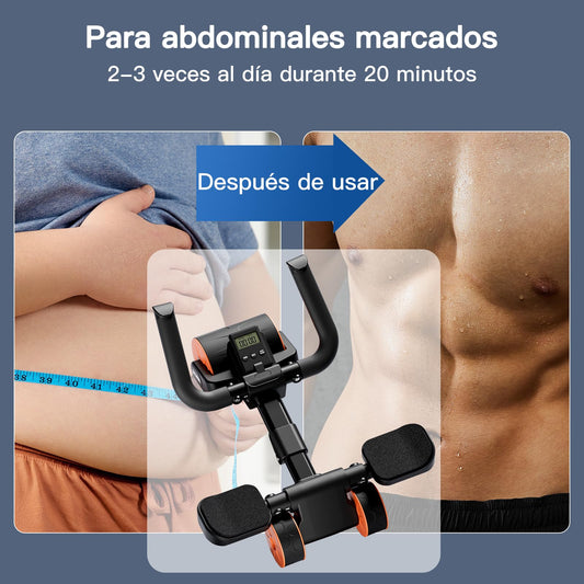 Bnlei Rueda Abdominale con Soporte de Codo y Rebote Automático【Tres Ruedas】Rodillo Abdominales Soporte Entrenamiento Absculpt, Maquina de Abdominales en Casa Gym Hombr y Mujer
