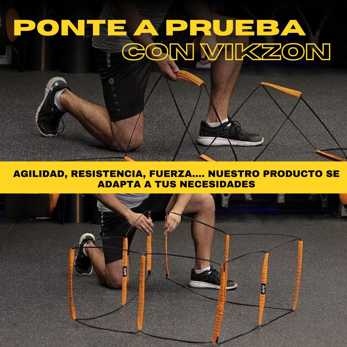VIKZON Kit Avanzado de Entrenamiento de Fútbol: Escalera de Entrenamiento Plegable y Ajustable + Conos de Entrenamiento + Bolsa para guardarlo.
