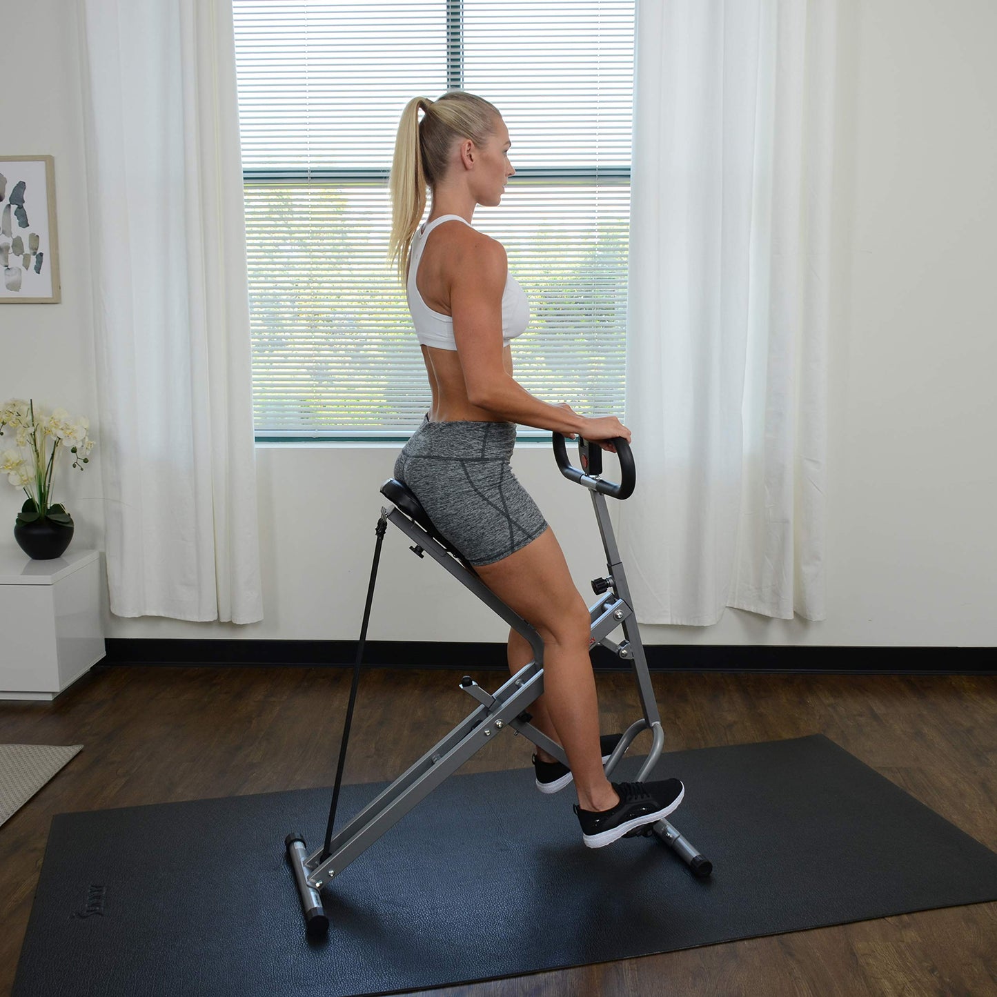 Sunny Health & Fitness Row-N-Ride Entrenador de Asistencia en Sentadillas para Entrenamiento de glúteos y piernas con Resistencia Ajustable - NO. 077S