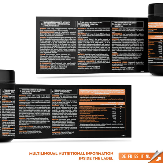 Pre Workout Demon – Pre Entreno en Polvo con Creatina, Cafeína y Aminoácidos – Sabor Tropical – 40 Raciones