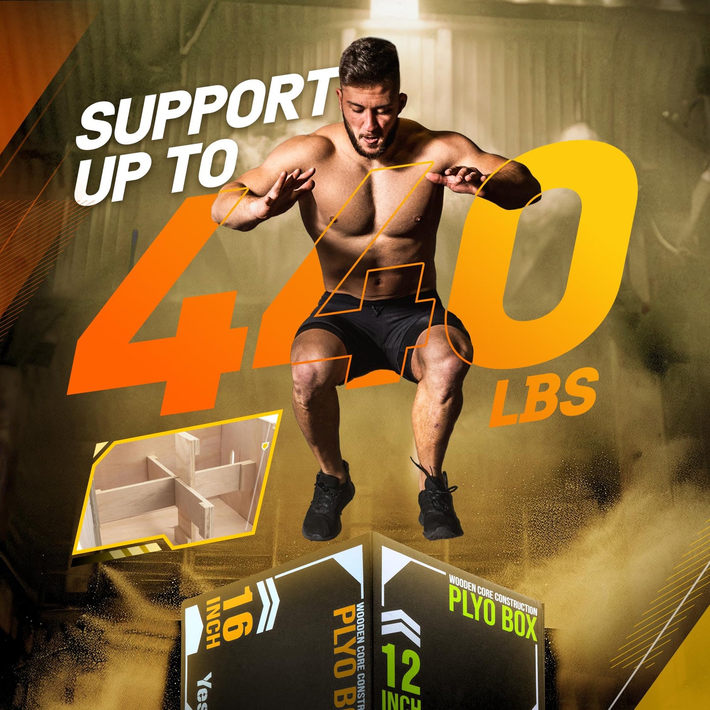 Yes4All UYSN - Caja pliométrica Suave con núcleo de Madera, 20 x 18 x 16 Pulgadas, Hecha de Espuma Suave, Crossfit, MMA, Entrenamiento pliométrico, Caja de Salto 3 en 1 con núcleo de Madera, versión