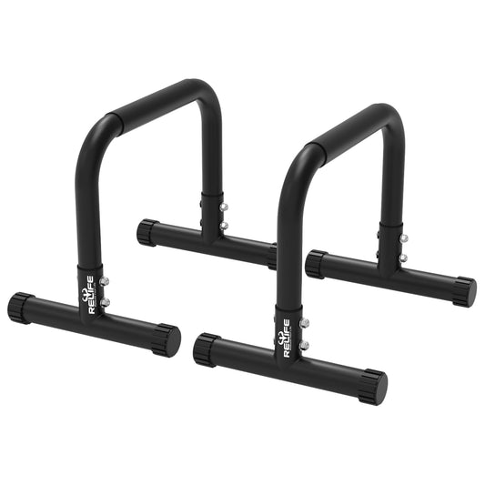RELIFE REBUILD YOUR LIFE Dip Barras Paralelas Calistenia Gimnasio Casa Push Up Bars Stands Station Ajustable Entrenamineto Musculación Fitness Ejercicio Rehabilitacion Mini Dip Bar (Black-2)