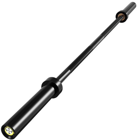 POWER GUIDANCE Barra olímpica para levantamiento de pesas, sentadillas, barras universales cromadas de 12 kg, 1,5 m / 157 cm (Black Sleeve Black Straight)