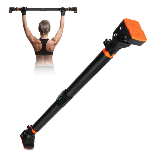 AETKFO Barra de Dominadas sin Tornillos, Barra de Ejercicio para Pared, Ajustable 72cm - 110cm, hasta 200 kg, Barra de Entrenamiento para Puerta Bloqueo Auto para Gimnasio en Casa Entrenamiento Físico