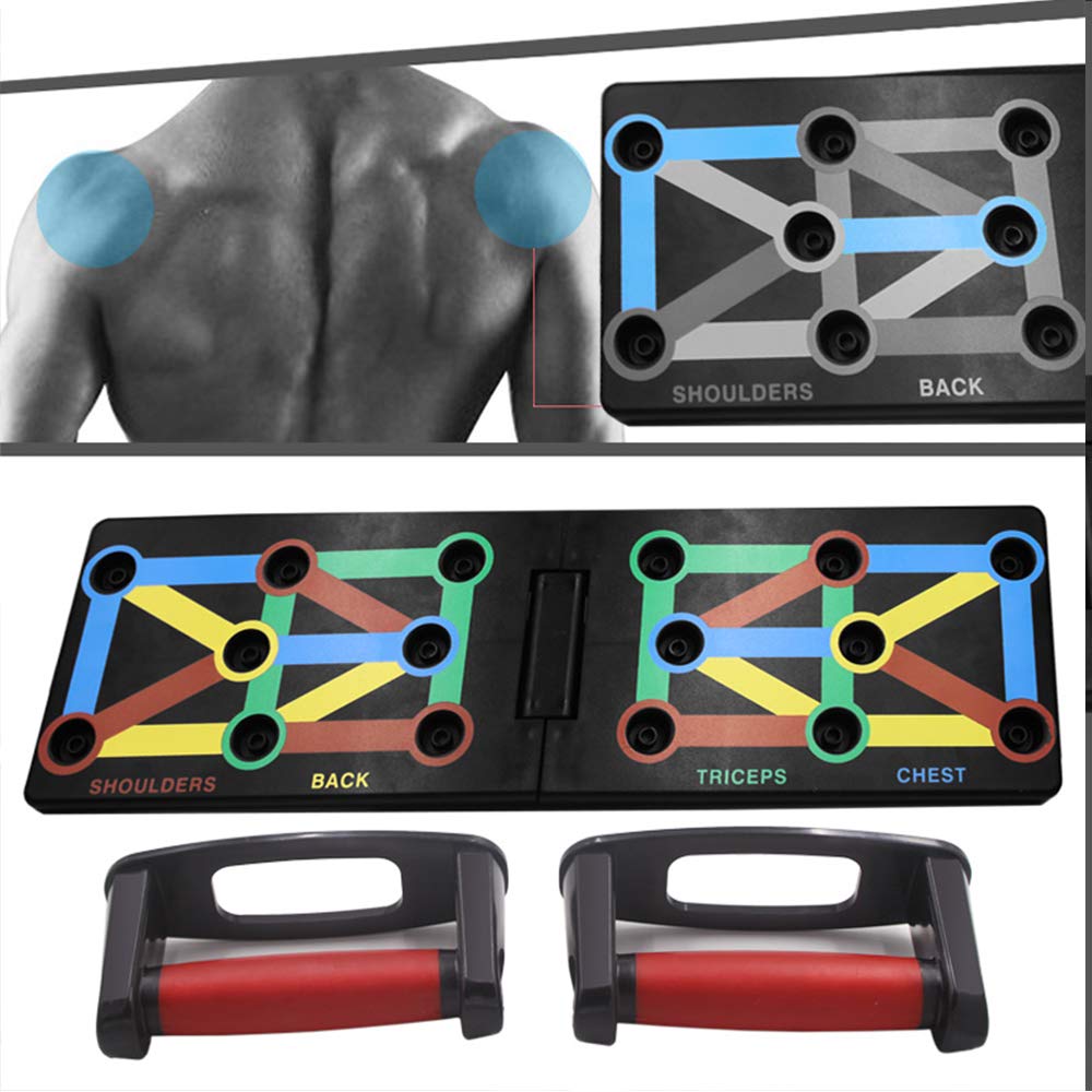 Cretee 12 en 1 Plegable Push Up Rack Board Train Gym Gym Fitness System Workout Ejercicio Soportes para Entrenamiento Corporal