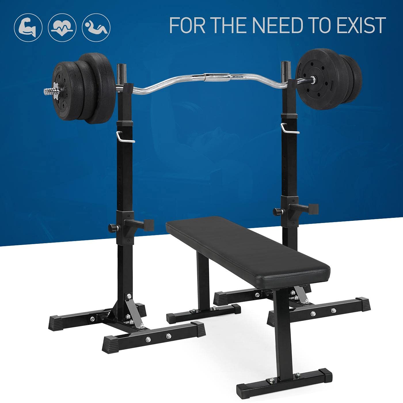 Yaheetech Soporte para Pesas Sentadillas Soporte Barra Pesas Barra Pesas Musculacion Estante Barra Levantamiento Gimnasio Ajustable MAX 250 KG
