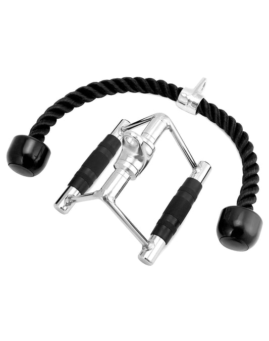 QWORK® Cuerda de tríceps y Mango de tríceps - con articulación giratoria - Accesorios para máquinas Cable Gimnasio