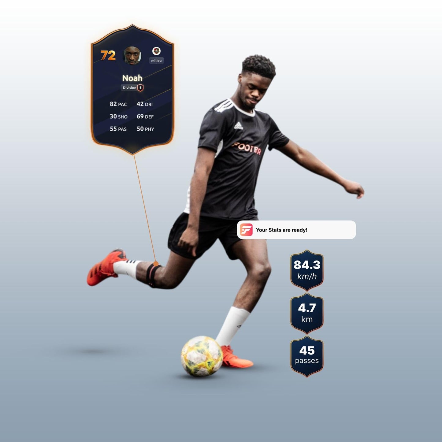 Footbar Meteor - Rastreador de Actividad para Fútbol. Aplicación de Seguimiento y evaluación del rendimiento futbolístico y estilo de juego para iOS Android