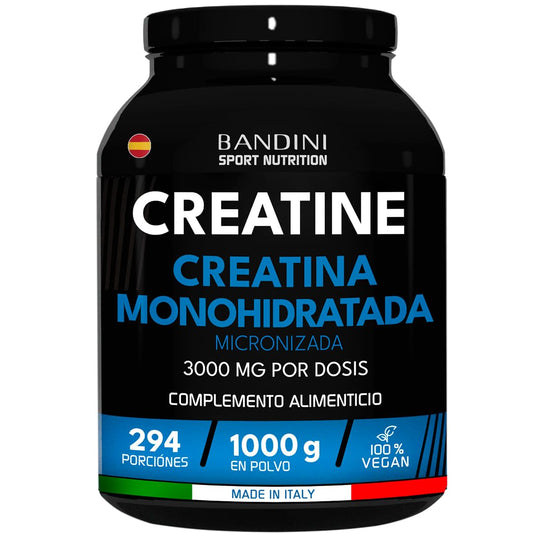 Bandini® Creatina Monohidratada en Polvo 1kg/1000g Pura - Para mejorar el Rendimiento y la Potencia Muscular - A base de Monohidrato de Creatina - Suplemento sin aditivos - 100% vegano